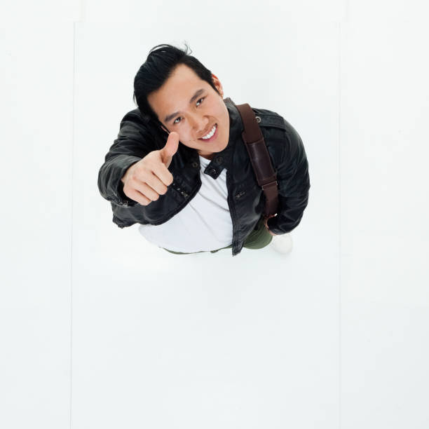 istock Top down view of Korean man gesturing 949248056