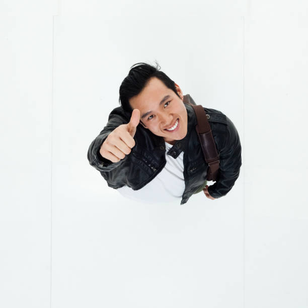 istock Top down view of Korean man gesturing 949248072