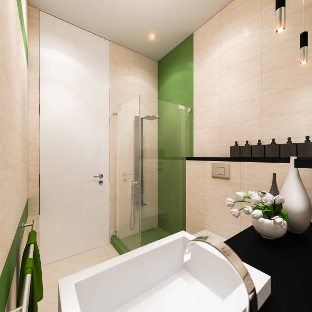 istock Interior design of the bathroom in a modern architectural style 949251744