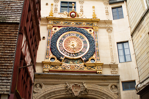 A famous clock in the city of Rouen.