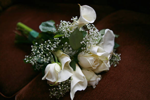 Cтоковое фото свадебный букет белых цветов крупным планом