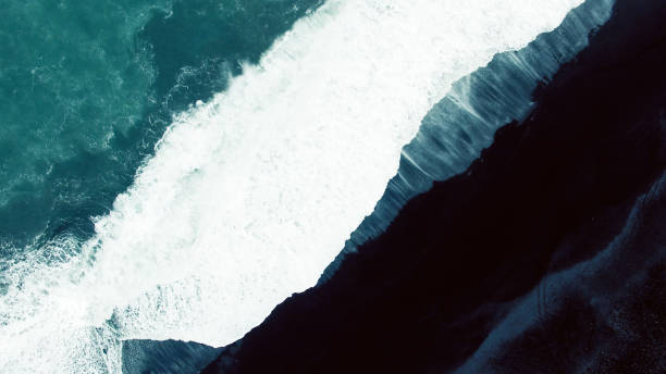 istock Aerial view on black sand beach 949267876