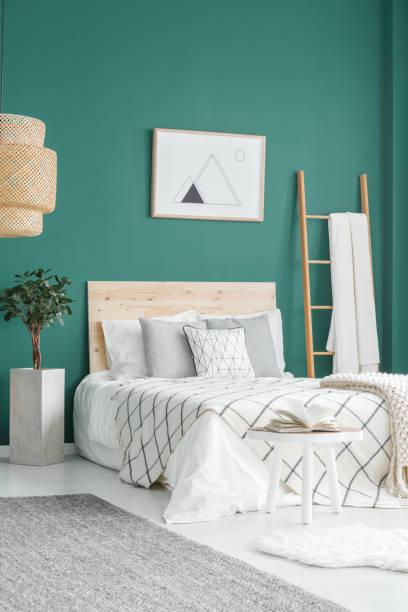 istock Poster in green bedroom interior 949268504
