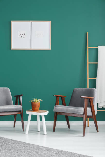 istock Grey and green living room 949268524