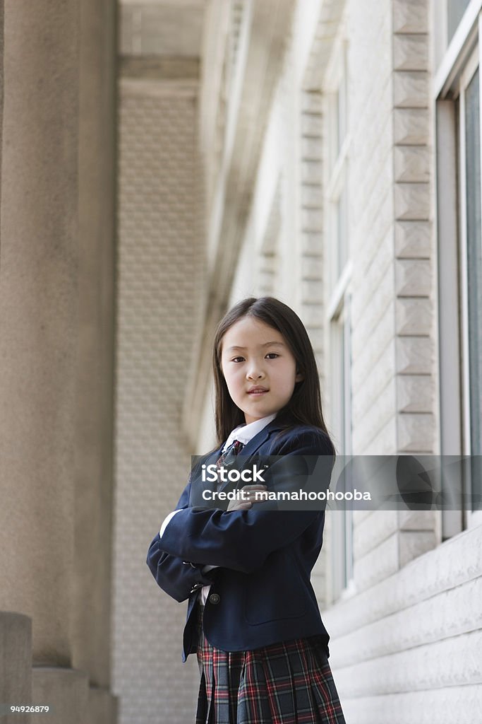 elementary Schulkind-Nur Mädchen in Schuluniform - Lizenzfrei 6-7 Jahre Stock-Foto