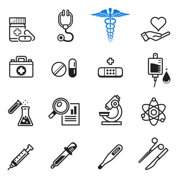 базовый офис клиники иконы или стационар. - insurance physical injury transportation healthcare and medicine stock illustrations