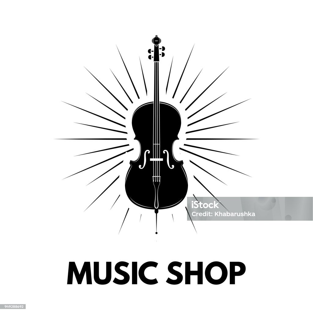 Violin icon. Beams. Music shop logo design. Music store label emblem. Musical instrument. Vector. Violin icon. Beams. Music shop logo design. Music store label emblem. Musical instrument. Vector illustration Violin stock vector