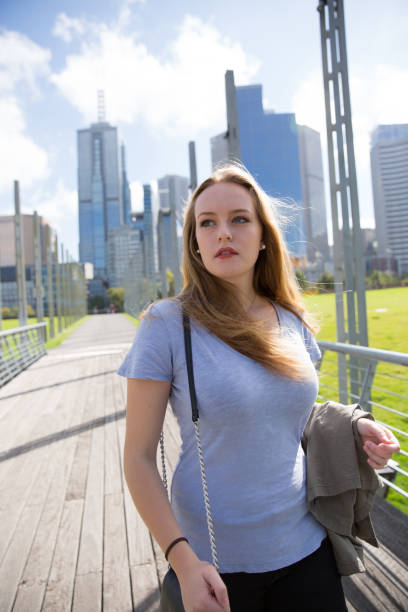 istock Female Tourist Melbourne Park 949289628
