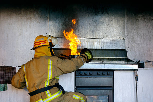 Cooking oil fire stock photo