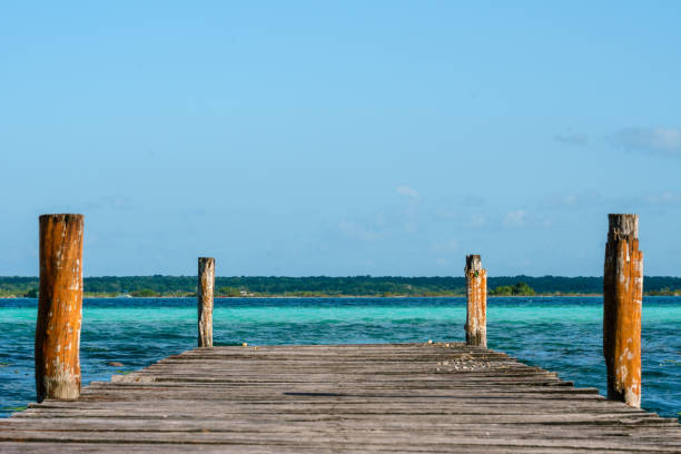 istock Blue water and clear sky at Lake Bacalar / Laguna Bacalar 949289672