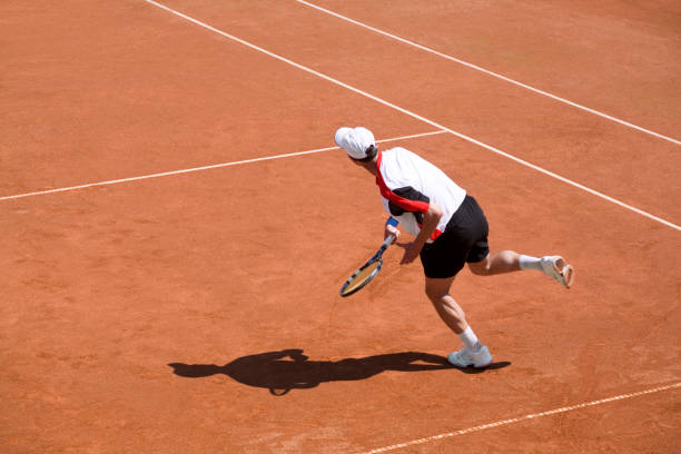 istock Tennis player hitting the ball 94928986