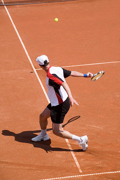 istock Tennis player hitting the ball 94928987