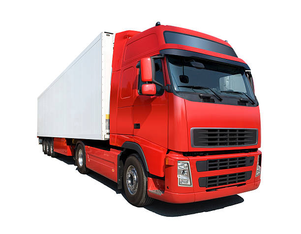 istock Red truck isolated on white 94929030
