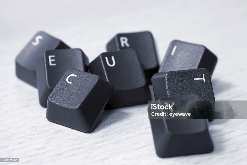 SECURITY spelled with keyboard keys  Aggression Stock Photo