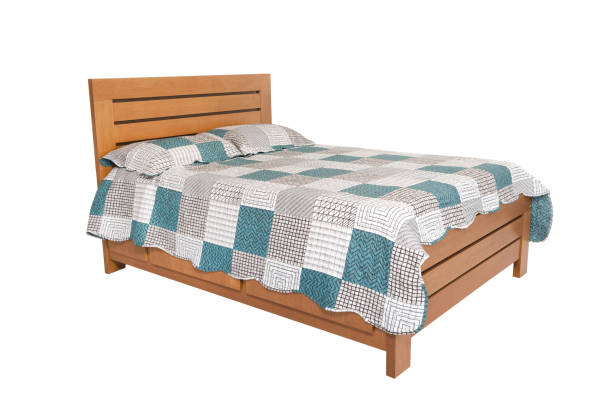 istock wooden double bed isolated on white background 949296404