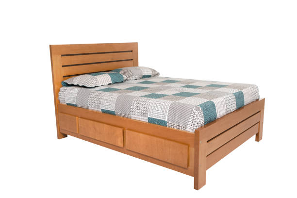 istock wooden double bed isolated on white background 949296496