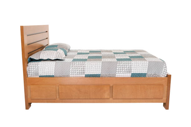 istock wooden double bed isolated on white background 949296664