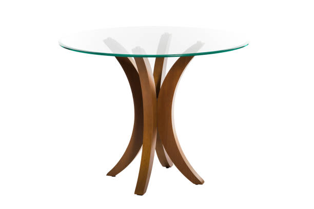 istock Wood round table with wood legs on a white background 949299912