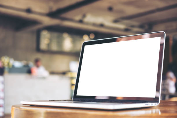 istock Mockup image of laptop with blank white screen 949306764