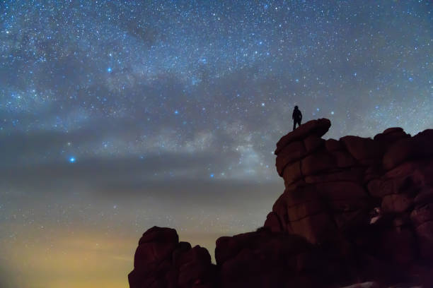 istock A person is standing next to the Milky Way galaxy. 949321474