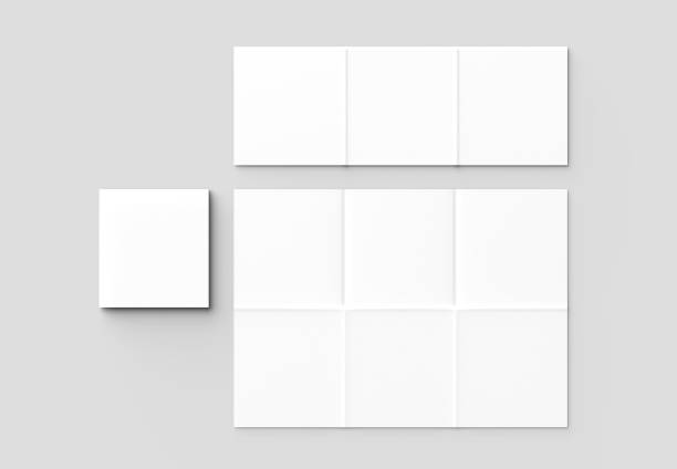 istock 12 page leaflet - French fold square brochure mock up isolated on soft gray background. 3D illustrating. 949328464