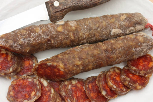 istock Chorizo Spanish cuisine  Sausage spicy pork meat 949329140
