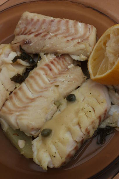 istock Back of cod cooked in a court bouillon 949331350