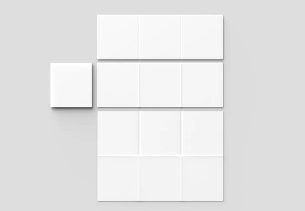 istock 12 page leaflet - French fold square brochure mock up isolated on soft gray background. 3D illustrating. 949331832