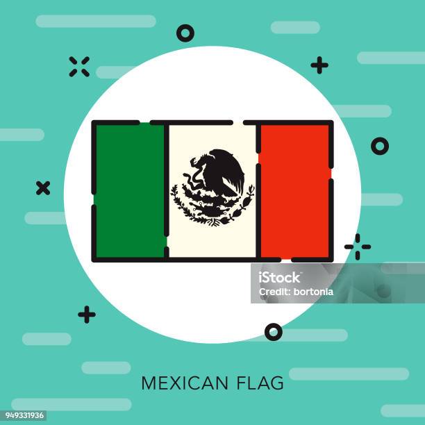 Flag Open Outline Cinco De Mayo Icon Stock Illustration - Download Image Now - Eagle - Bird, Vector, Mexico