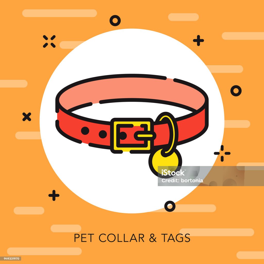 Collar Open Outline Pet Supples Icon A flat design/thin line pet supplies icon with small openings in the outlines to add some character. Color swatches are global so it’s easy to edit and change the colors. File is built in CMYK for optimal printing and the background is on a separate layer. Collar stock vector