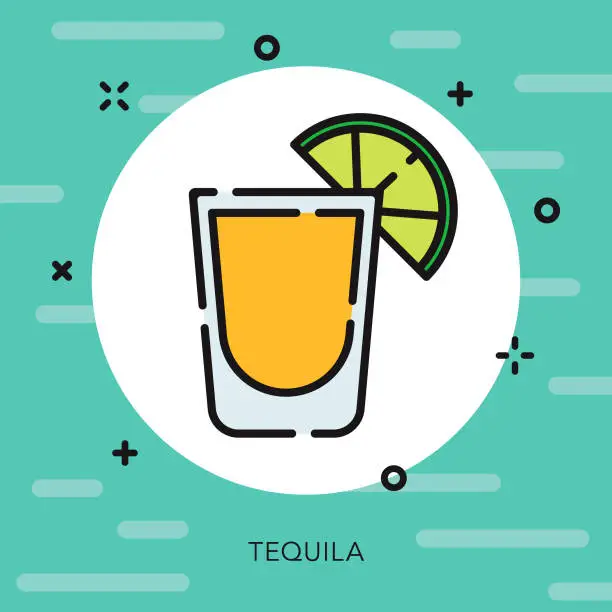Vector illustration of Tequila Open Outline Cinco de Mayo Icon