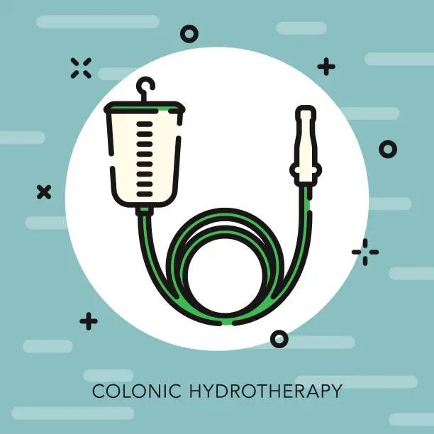 Vector illustration of Colonic Open Outline Naturopathy Icon