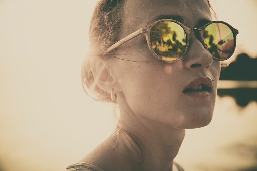 Beautiful woman portrait woman with glasses