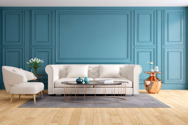 istock Modern and classic living room interior design, Spring Summer house concept , 3d rendering 949340194