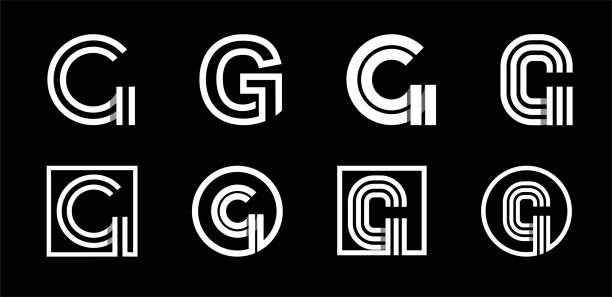 Capital letter G. Modern set for monograms, logos, emblems, initials. Made of white stripes Overlapping with shadows. Capital letter G. Modern set for monograms, logos, emblems, initials. Made of white stripes Overlapping with shadows the letter g stock illustrations