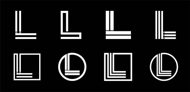 Capital letter L. Modern set for monograms, logos, emblems, initials. Made of white stripes Overlapping with shadows