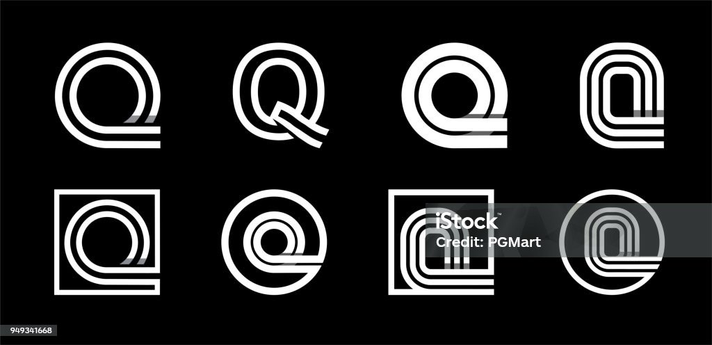 Capital letter Q. Modern set for monograms, logos, emblems, initials. Made of white stripes Overlapping with shadows. Capital letter Q. Modern set for monograms, logos, emblems, initials. Made of white stripes Overlapping with shadows Letter Q stock vector