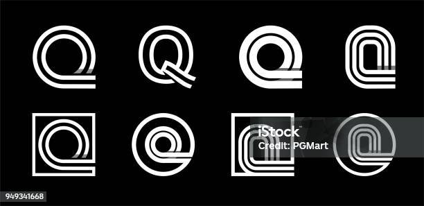 Capital Letter Q Modern Set For Monograms Logos Emblems Initials Made Of White Stripes Overlapping With Shadows Stock Illustration - Download Image Now