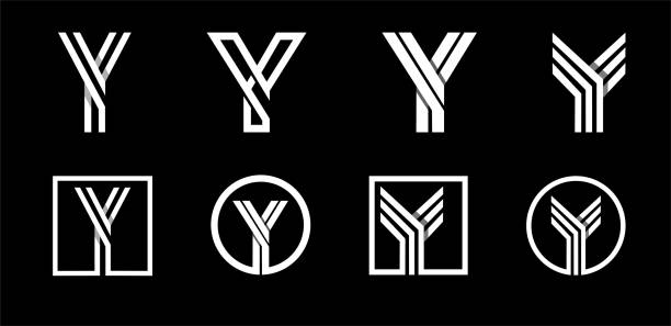 wielka litera y. nowoczesny zestaw do monogramów, logo, emblematów, inicjałów. wykonane z białych pasków nakładające się na cienie. - letter y stock illustrations