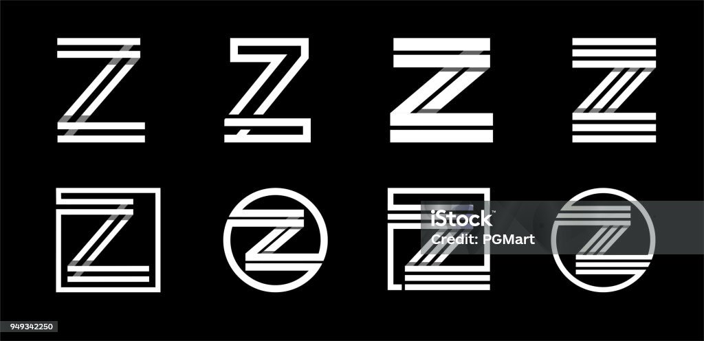 Capital letter Z. Modern set for monograms, logos, emblems, initials. Made of white stripes Overlapping with shadows. Capital letter Z. Modern set for monograms, logos, emblems, initials. Made of white stripes Overlapping with shadows Letter Z stock vector