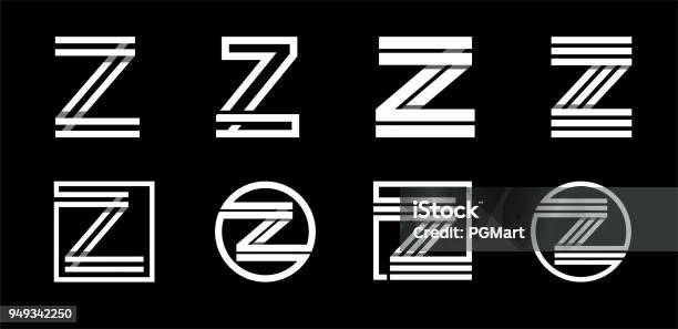 Capital Letter Z Modern Set For Monograms Logos Emblems Initials Made Of White Stripes Overlapping With Shadows Stock Illustration - Download Image Now
