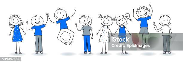 Happy Business People Celebrate Their Success Stock Illustration - Download Image Now - Stick Figure, Teamwork, Healthcare And Medicine