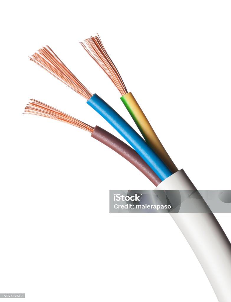 Electrical power cable on white background Electrical power cable on white background. Cable Stock Photo