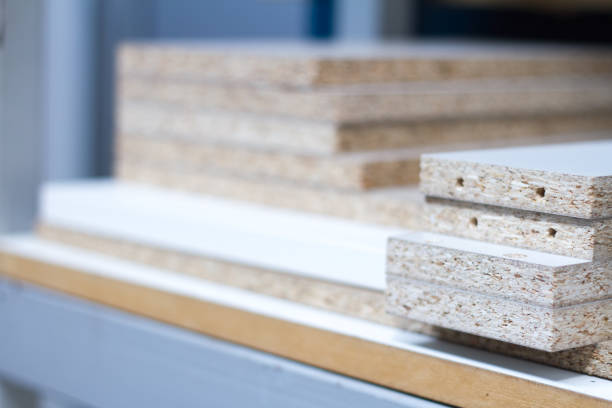 istock MDF, PARTICLE BOARD. Wood panels of different thicknesses and colors. 949346314