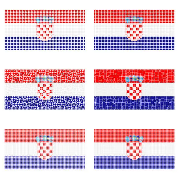 Vector illustration of Mosaic Croatia flag set