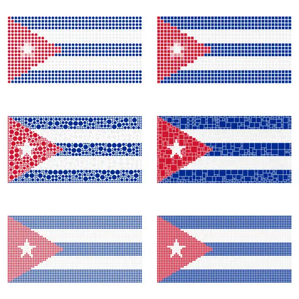 Vector illustration of Mosaic Cuba flag set