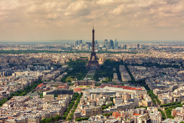 istock Eiffel Tower and parisian buildings as seen from above. 949353108