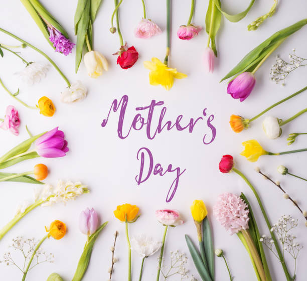 istock Mothers day composition. Flowers on white background. Studio shot. 949356164