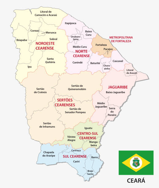 ceara administrative and political map with flag ceara administrative and political vector map with flag northeastern brazil stock illustrations