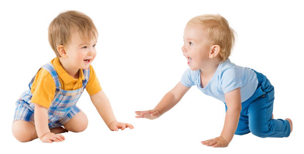 istock Crawling Babies, Happy Children Boys, White Isolated Kids Group 949364798
